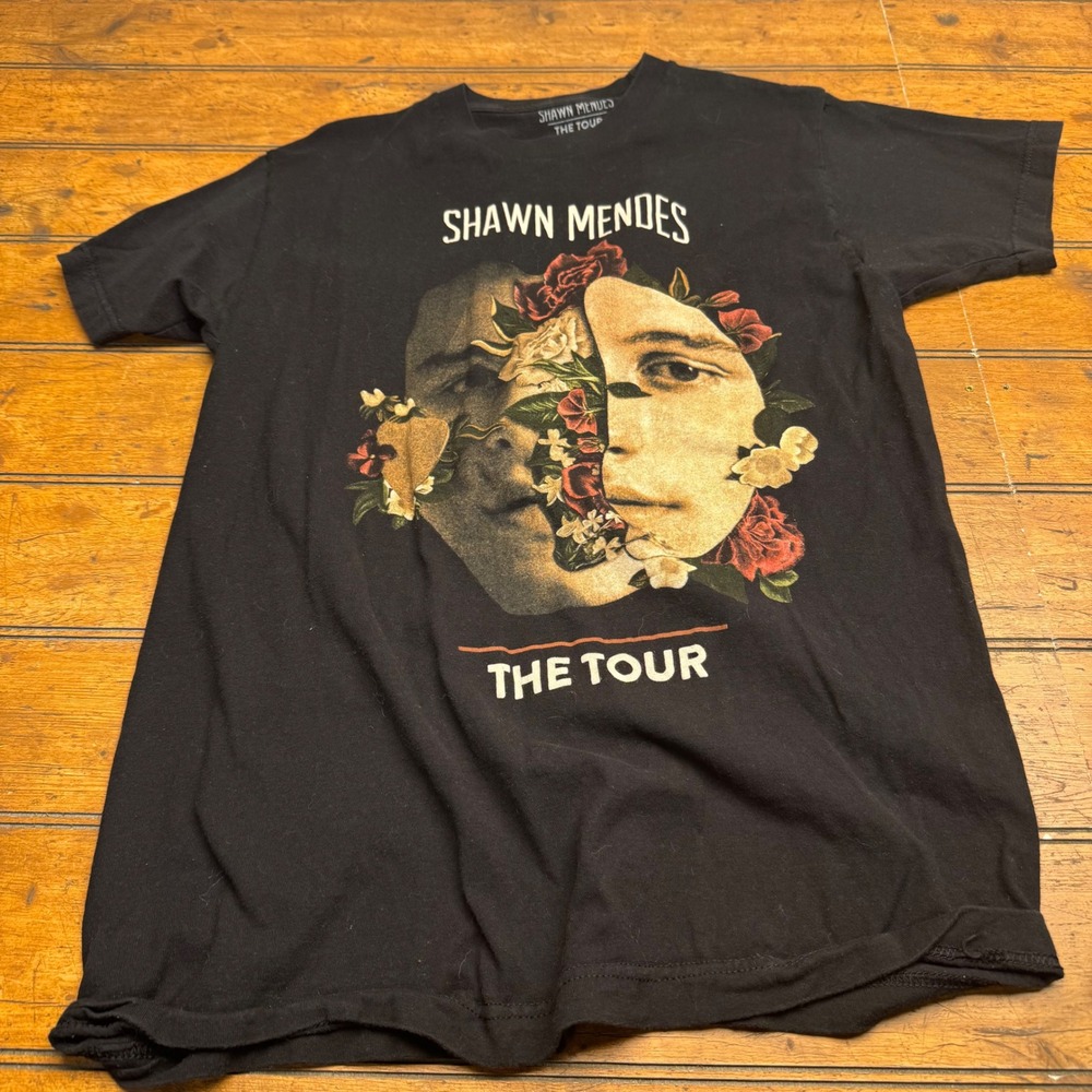 Shawn Mendes The‎ Tour T Shirt Black Graphic Print Short Sleeve Size M